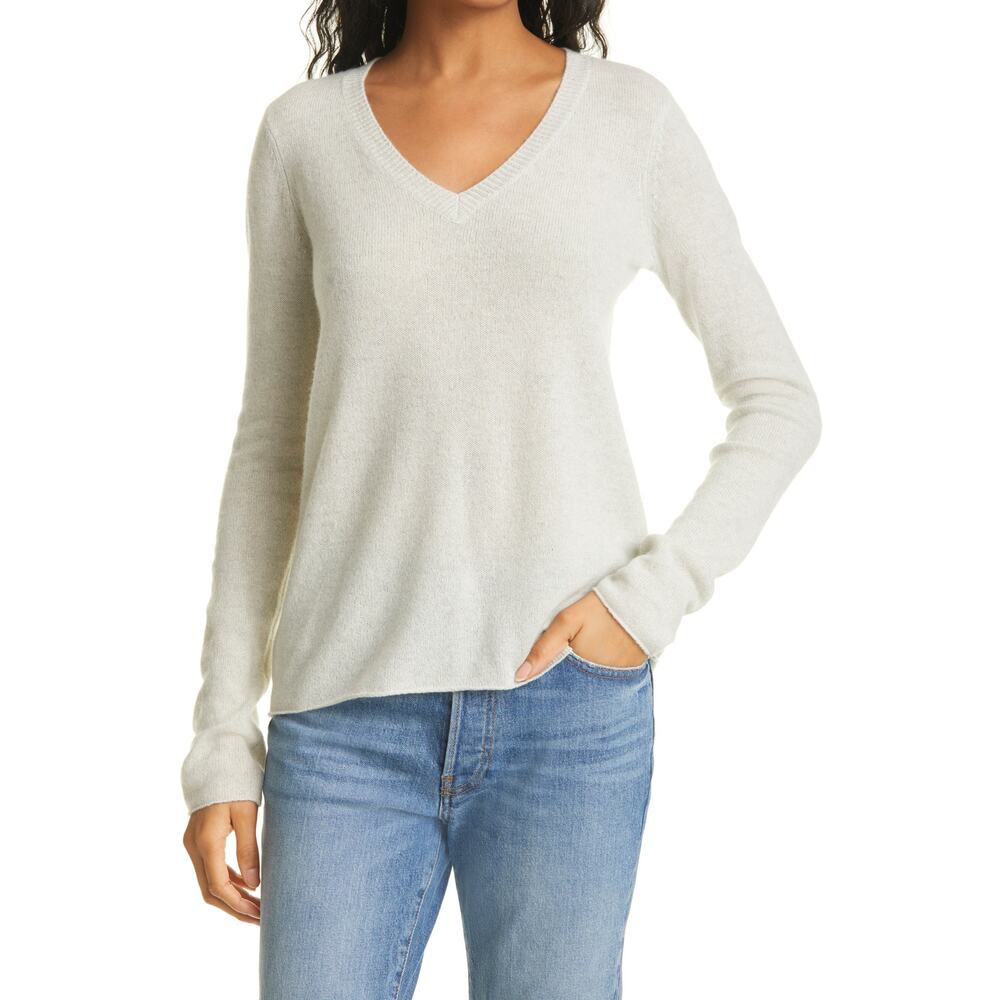 Atm Anthony Thomas Melillo White Cashmere V-Neck Sweater Size XS